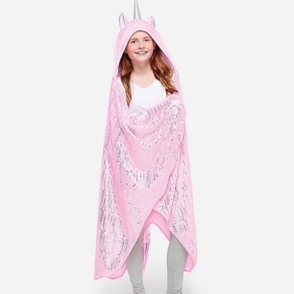 Justice | Pajamas | Justice Unicorn Pink Hooded Wrap Around Blanket ...